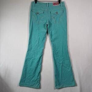 Vintage Aeropostale Turquoise Corduroy Wide Leg Pants Low Rise Barbie Y2K 5/6